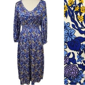 J. Crew Floral Long Sleeve Smocked Waist Maxi Dress Size Small